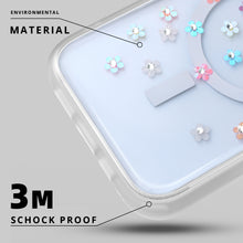 Load image into Gallery viewer, 9.8ft Drop Protection Colorful Dimond Flowers Clear Phone Cases Compatible with Magsafe for iPhone 16/ 16 Pro Series