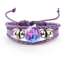 Load image into Gallery viewer, Kpop Demon Hunters Inspired Charm Bracelet - Featuring Rumi, Zoey & Jinu Gothic Fantasy Snake Chain Alloy Bracelet for Fans & Collectors