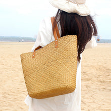Load image into Gallery viewer, The Hand Woven Natural Seagrass Straw Bag / Beach Handbag - Markier