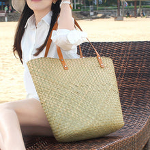 Load image into Gallery viewer, The Hand Woven Natural Seagrass Straw Bag / Beach Handbag - Markier