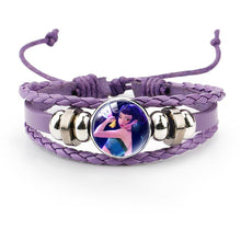 Load image into Gallery viewer, Kpop Demon Hunters Inspired Charm Bracelet - Featuring Rumi, Zoey &amp; Jinu Gothic Fantasy Snake Chain Alloy Bracelet for Fans &amp; Collectors
