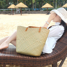 Load image into Gallery viewer, The Hand Woven Natural Seagrass Straw Bag / Beach Handbag - Markier
